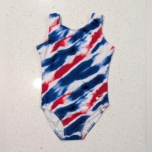 PATRIOTIC Destira Gymnastics Dance Leotard CXS Extra Small TieDye Red White Blue